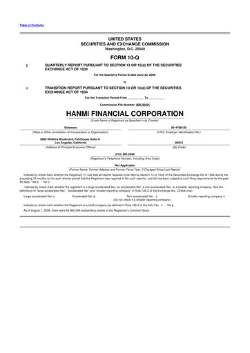 Vorschaubild Hanmi Financial 10-Q Quartalsbericht  