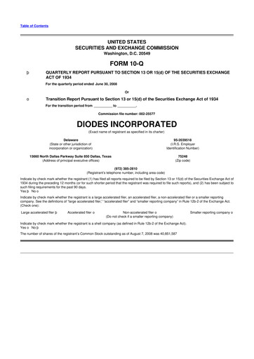 Miniature Diodes Incorporated 10-Q Rapport trimestriel  