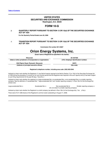 Vorschaubild Orion Energy Systems
 10-Q Quartalsbericht  