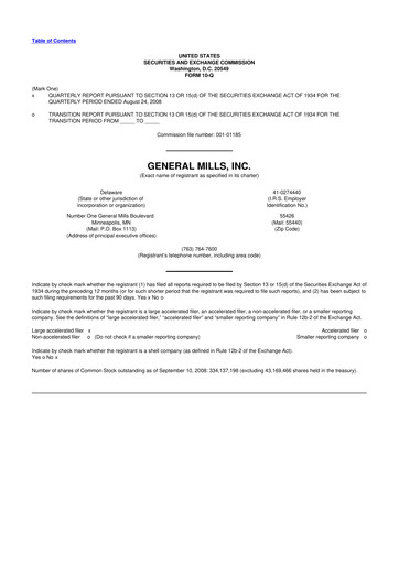 Thumbnail General Mills 10-Q Quarterly Report FY 