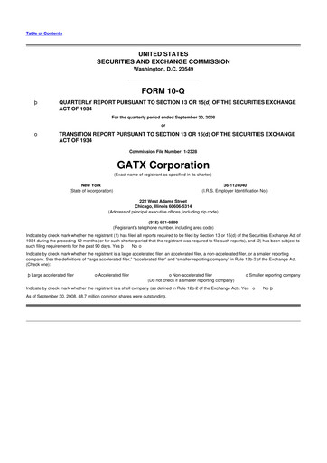 Miniature GATX 10-Q Rapport trimestriel  