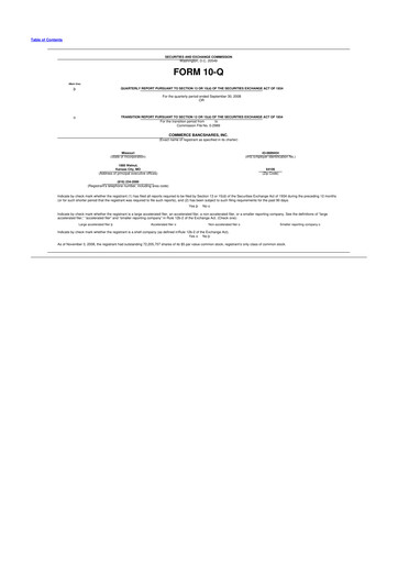 Thumbnail Commerce Bancshares
 10-Q Quarterly Report FY 