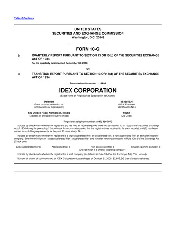Vorschaubild IDEX 10-Q Quartalsbericht  