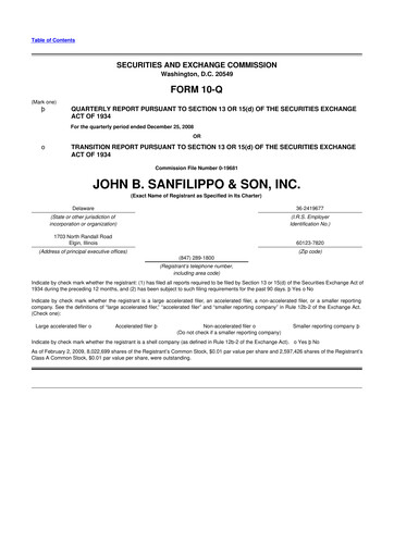 Thumbnail John B. Sanfilippo & Son 10-Q Quarterly Report FY 