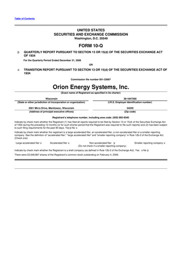 Vorschaubild Orion Energy Systems
 10-Q Quartalsbericht  