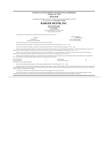 Vorschaubild Badger Meter
 10-K Jahresbericht 
