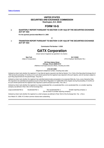 Miniature GATX 10-Q Rapport trimestriel  