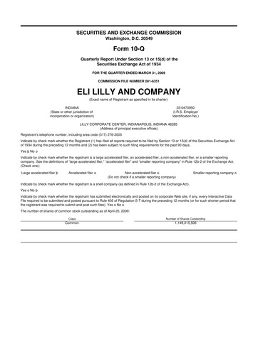 Vorschaubild Eli Lilly 10-Q Quartalsbericht  