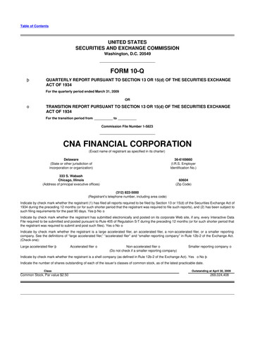 Thumbnail CNA Financial 10-Q Quarterly Report FY 