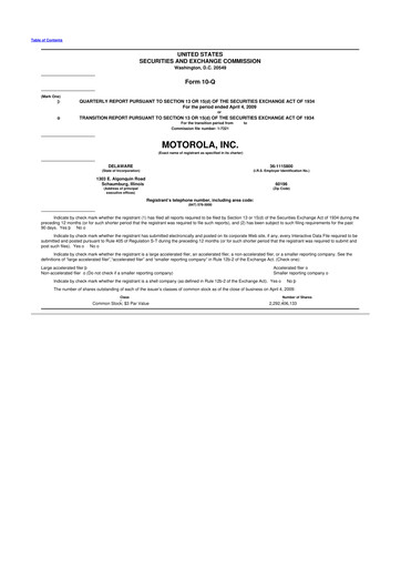 Thumbnail Motorola Solutions
 10-Q Quarterly Report FY 