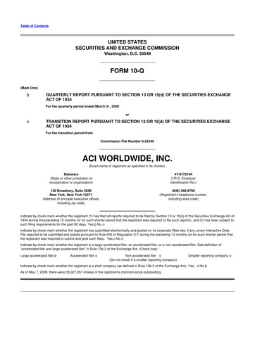 Thumbnail ACI Worldwide
 10-Q Quarterly Report FY 