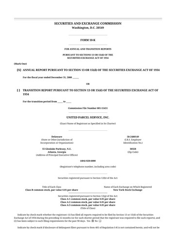 Thumbnail United Parcel Service 10-K Annual Report 