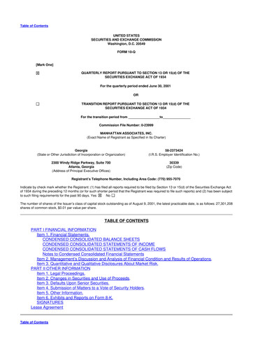 Thumbnail Manhattan Associates
 10-Q Quarterly Report FY 