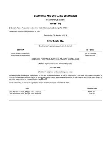 Vorschaubild Interface, Inc. 10-Q Quartalsbericht  