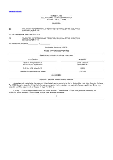 Miniature Ingles Markets 10-Q Rapport trimestriel  