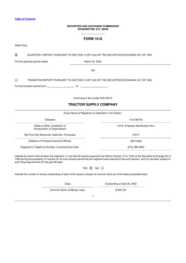 Thumbnail Tractor Supply 10-Q Quarterly Report FY 