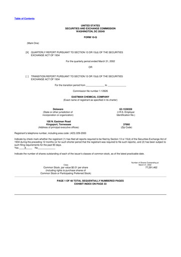 Thumbnail Eastman Chemical
 10-Q Quarterly Report FY 