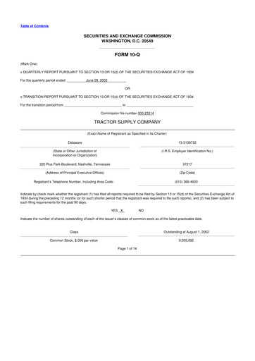 Thumbnail Tractor Supply 10-Q Quarterly Report FY 