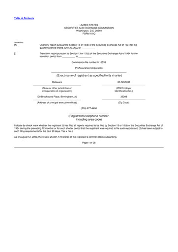 Miniature ProAssurance 10-Q Rapport trimestriel  