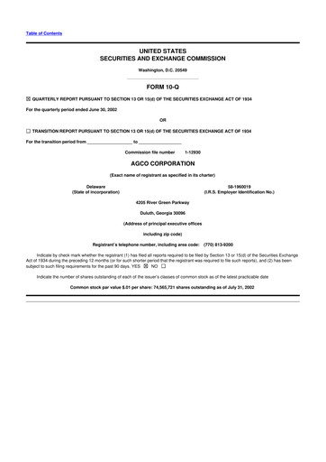 Thumbnail AGCO 10-Q Quarterly Report FY 