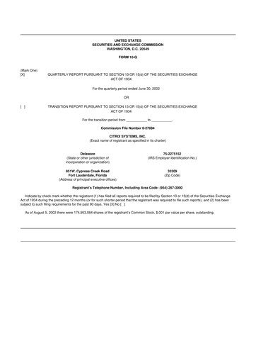 Thumbnail Citrix Systems 10-Q Quarterly Report FY 