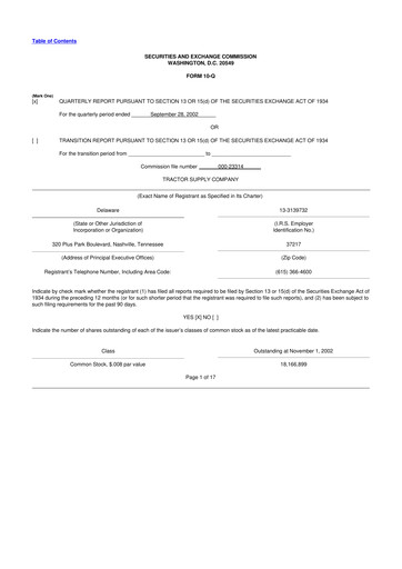 Thumbnail Tractor Supply 10-Q Quarterly Report FY 