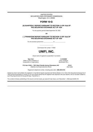 Thumbnail Unifi 10-Q Quarterly Report FY 