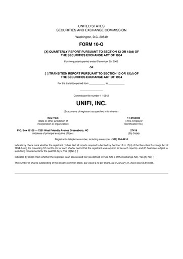Thumbnail Unifi 10-Q Quarterly Report FY 
