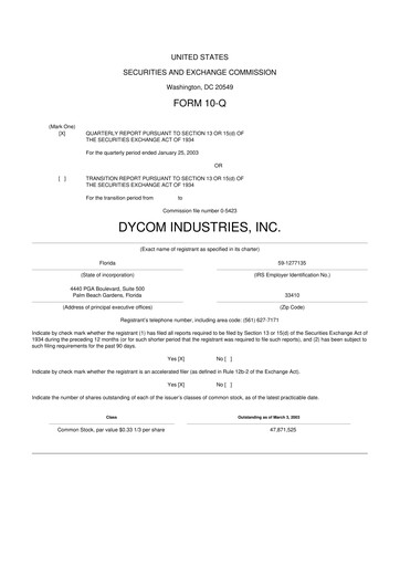 Thumbnail Dycom Industries 10-Q Quarterly Report FY 