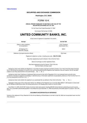 Thumbnail United Community Bank 10-K Annual Report 