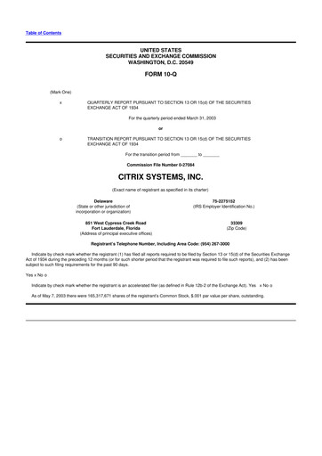 Thumbnail Citrix Systems 10-Q Quarterly Report FY 