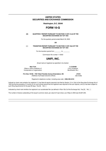 Thumbnail Unifi 10-Q Quarterly Report FY 