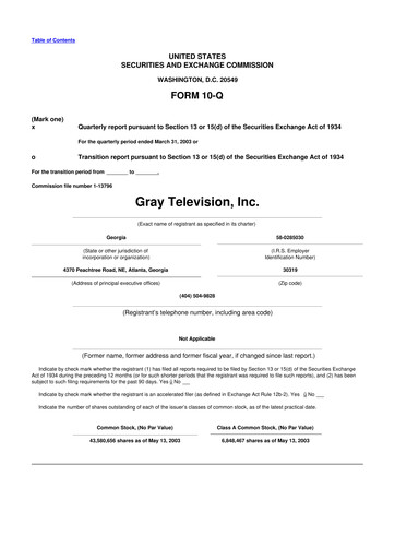 Thumbnail Gray Media
 10-Q Quarterly Report FY 