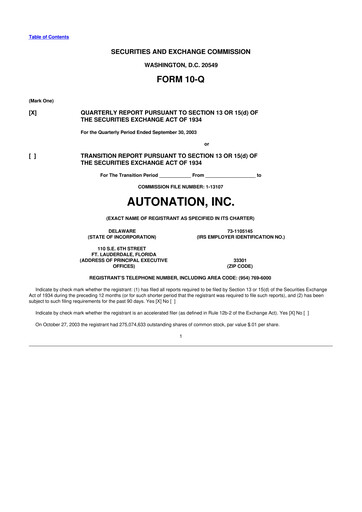 Thumbnail AutoNation 10-Q Quarterly Report FY 