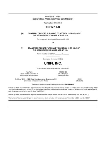 Thumbnail Unifi 10-Q Quarterly Report FY 