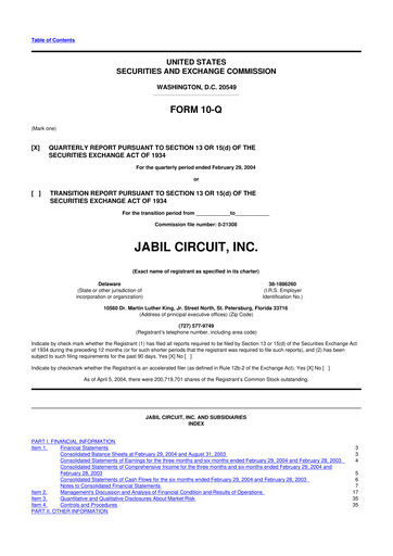 Thumbnail Jabil 10-Q Quarterly Report FY 