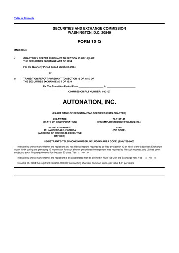 Thumbnail AutoNation 10-Q Quarterly Report FY 
