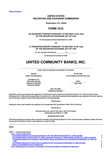 Thumbnail United Community Bank 10-Q Quarterly Report FY 