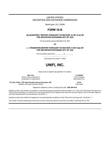 Thumbnail Unifi 10-Q Quarterly Report FY 