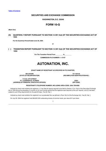 Thumbnail AutoNation 10-Q Quarterly Report FY 