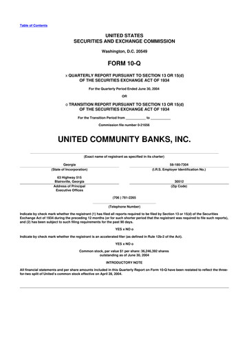 Thumbnail United Community Bank 10-Q Quarterly Report FY 