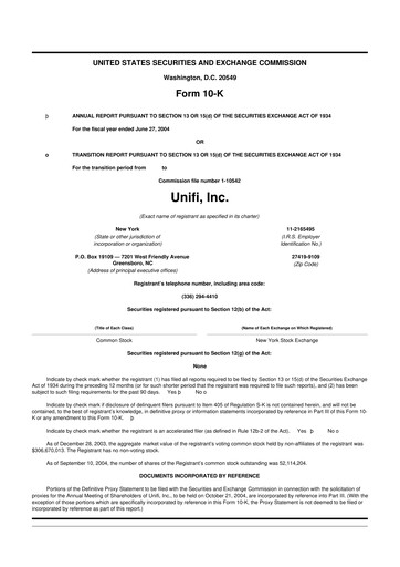 Thumbnail Unifi 10-K Annual Report 