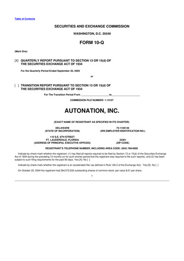 Thumbnail AutoNation 10-Q Quarterly Report FY 