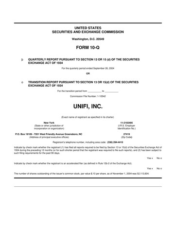 Thumbnail Unifi 10-Q Quarterly Report FY 