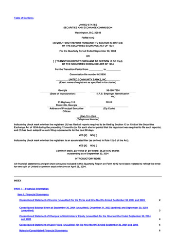 Thumbnail United Community Bank 10-Q Quarterly Report FY 