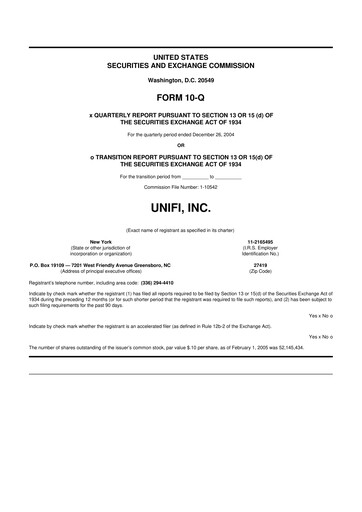 Thumbnail Unifi 10-Q Quarterly Report FY 