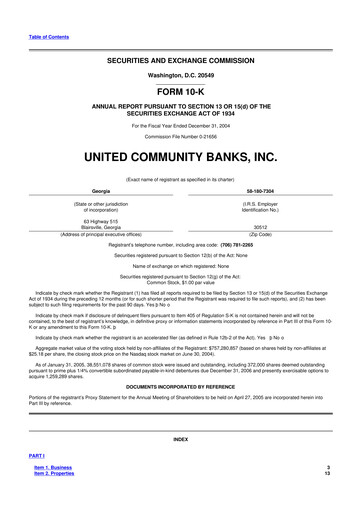 Thumbnail United Community Bank 10-K Annual Report 