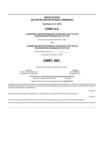 Thumbnail Unifi 10-Q Quarterly Report FY 