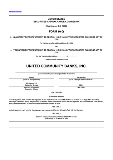 Thumbnail United Community Bank 10-Q Quarterly Report FY 
