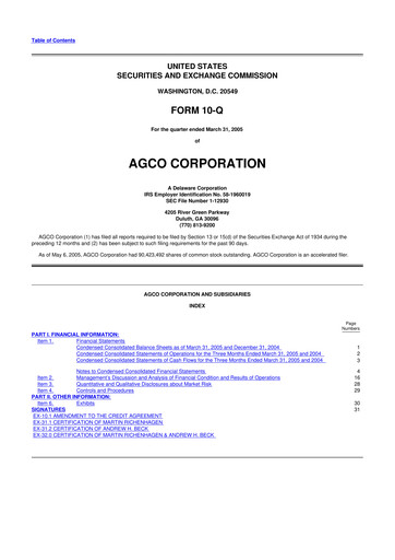 Thumbnail AGCO 10-Q Quarterly Report FY 
